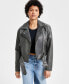 ფოტო #3 პროდუქტის Juniors' Distressed Asymmetric Moto Jacket, Created for Macy's