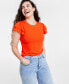 Фото #1 товара Women's Flutter-Sleeve Ribbed Top, Created for Macy's