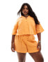 ASOS DESIGN Curve double gauze co-ord beach short in orange