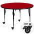 Фото #1 товара Mobile 48'' Round Red Thermal Laminate Activity Table - Height Adjustable Short Legs