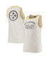Фото #1 товара Women's White and Gold Pittsburgh Steelers Throwback Pop Binding Scoop Neck Tank Top