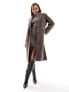 Фото #1 товара Object single breasted longline formal coat in brown melange