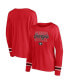 ფოტო #1 პროდუქტის Women's Red Georgia Bulldogs Plus Size Triple Script Scoop Neck Long Sleeve T-shirt