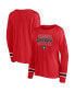 Women's Red Georgia Bulldogs Plus Size Triple Script Scoop Neck Long Sleeve T-shirt