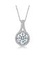 Фото #1 товара Sterling Silver with Rhodium Plated Round Cubic Zirconia Drop Pendant Necklace
