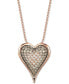 ფოტო #1 პროდუქტის Chocolate Diamond Ombré Heart 18" Pendant Necklace (1-1/2 ct. t.w.) in 14k Rose Gold