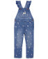 Toddler Floral Print Ruffle Stretch Denim Overalls 2T