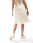 Daisy Street awkward length satin slip skirt with lace trim in ivory