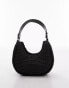 Topshop Sacha straw scoop shoulder bag with contrast handle in black