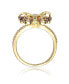 ფოტო #3 პროდუქტის RA Young Adults/Teens 14k Yellow Gold Plated with Amethyst & Cubic Zirconia Butterfly Split Top Ring