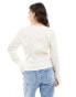 Фото #11 товара YAS long sleeve satin top in off white - WHITE