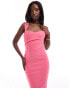 Vesper sleeveless cowl front midaxi dress in coral pink