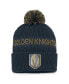 ფოტო #1 პროდუქტის Men's Gray, Gold Vegas Golden Knights 2022 NHL Draft Authentic Pro Cuffed Knit Hat with Pom