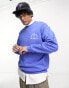 ASOS DESIGN oversized sweatshirt in blue with sports back and chest print