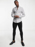 ASOS DESIGN skinny stripe shirt with grandad collar in grey