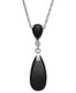 ფოტო #4 პროდუქტის Black Onyx (8 x 18 mm) Teardrop Pendant in Sterling Silver