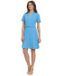 Women's Belted Short-Sleeve Fit & Flare Dress