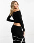 ASOS DESIGN off the shoulder top co ord with contrast strap detailing in black