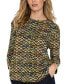 ფოტო #1 პროდუქტის Women's 3/4-Sleeve Zigazag-Print Top