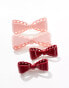 Фото #4 товара Reclaimed Vintage hair bow clips in pink and red