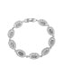 Oval Link Bracelet with White Diamond Cubic Zirconia