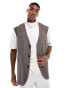 ASOS DESIGN longline waistcoat in brown Коричневый, Chest 38 Regular - фото #1