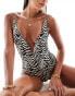 ASOS DESIGN wiggle wire swimsuit in cream zebra