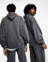 Фото #3 товара Reclaimed Vintage unisex oversized hoodie co-ord in washed charcoal