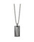 Polished Black IP-plated Rectangle Dog Tag Curb Chain Necklace