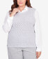ფოტო #1 პროდუქტის Plus Size Isn't It Romantic Collar Layered Imitation Pearl Trim Sweater