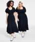ფოტო #1 პროდუქტის Women's Short-Sleeve Clip-Dot Midi Dress, XXS-4X, Created for Macy's