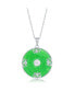 Sterling Silver Round w/Small Butterfly 'Good Luck' Jade Necklace