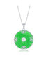 ფოტო #1 პროდუქტის Sterling Silver Round w/Small Butterfly 'Good Luck' Jade Necklace