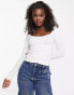 New Look scoop neck long sleeved top in white