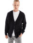 ASOS DESIGN oversized knitted feather cardigan in black