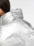 Фото #7 товара Bershka oversized puffer jacket in metallic silver