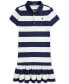 ფოტო #1 პროდუქტის Big Girls Striped Stretch Mesh Polo Dress