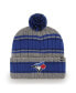 Фото #2 товара Men's Gray Toronto Blue Jays Rexford Cuffed Knit Hat with Pom