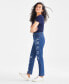 ფოტო #4 პროდუქტის Petite High-Rise Floral-Motif Straight Jeans, Created for Macy's