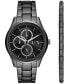 ფოტო #1 პროდუქტის Men's Dante Multifunction Black Stainless Steel Watch 42mm and Bracelet Set