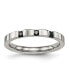 Stainless Steel Polished 3 Stone Black CZ 2.5mm Flat Band Ring