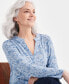 Women's Cotton Printed Ruffled Long Sleeve Top, Created for Macy's