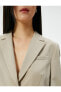 Фото #26 товара Crop Blazer Ceket Düğmeli Dikiş Detaylı Cepli Modal Karışımlı