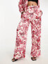 Forever New Petite satin trouser co-ord in red floral print