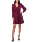 ფოტო #1 პროდუქტის Women's Satin Shawl-Collar Fit & Flare Dress