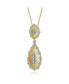Фото #2 товара White Gold and 14K Gold Plated Cubic Zirconia 2 Drop Pendant Necklace