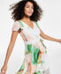 Фото #4 товара Women's Flutter-Sleeve Faux-Wrap Midi Dress
