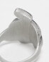 ASOS DESIGN ring with tattoo design in silver tone