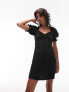 Topshop textured jersey tea dress with back detail in black 40 - фото #8