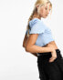 Фото #2 товара Noisy May lettuce edge cropped t-shirt with beach print in light blue